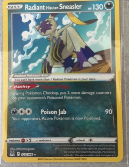 2022 Pokémon TCG Lost Origin #123 Radiant Hisuian Sneasler — front