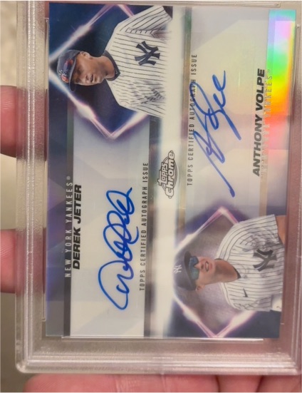2023 Topps Chrome Dual Autograph Derek Jeter / Anthony Volpe — front