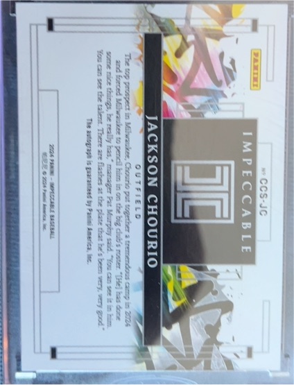2024 Panini Impeccable CCS-JC Jackson Chourio — front