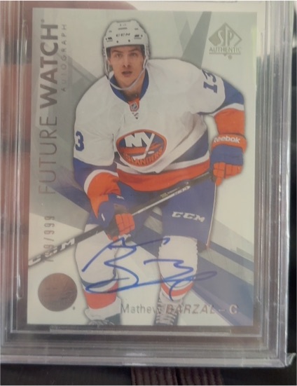 2016-17 SP Authentic #170 Mathew Barzal Rookie Auto Future Watch — front