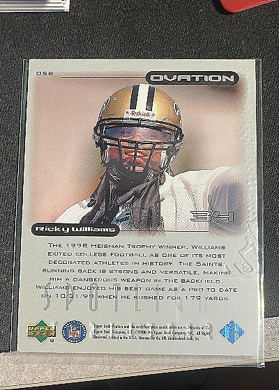 1999 Upper Deck Ovation #058 Ricky Williams — back