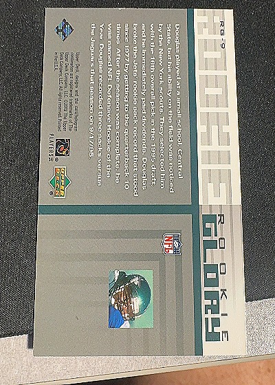 1995 Upper Deck Piece of History Rookie Glory #RG-9 Hugh Douglas — back
