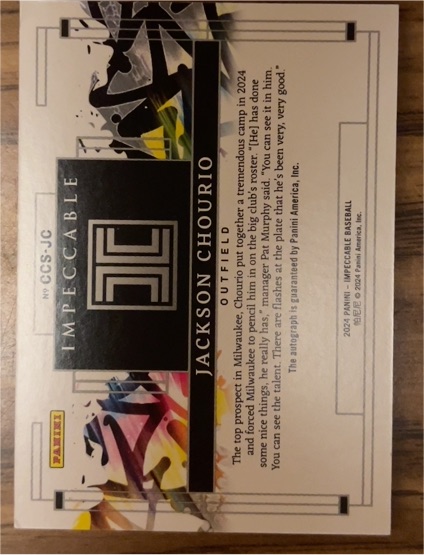 2024 Panini Impeccable Jackson Chourio — front