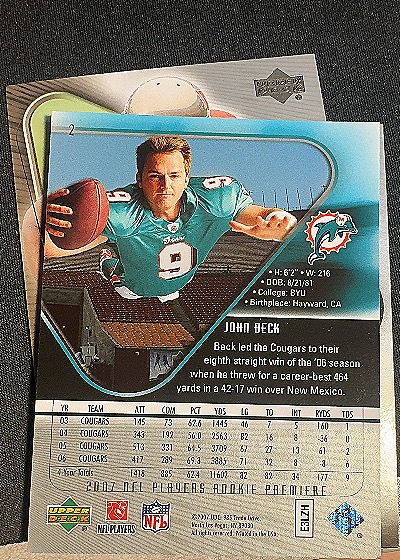 2007 Upper Deck NFL Players Rookie Premiere #2 John Beck — back