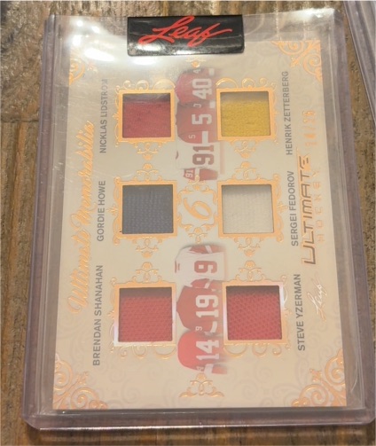 2023 Leaf Ultimate Hockey #UM6-19 Nicklas Lidstrom / Gordie Howe / Brendan Shanahan / Henrik Zetterberg / Sergei Fedorov / Steve Yzerman — front