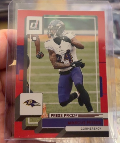 2022 Donruss #195 Marcus Peters Red Press Proof — front