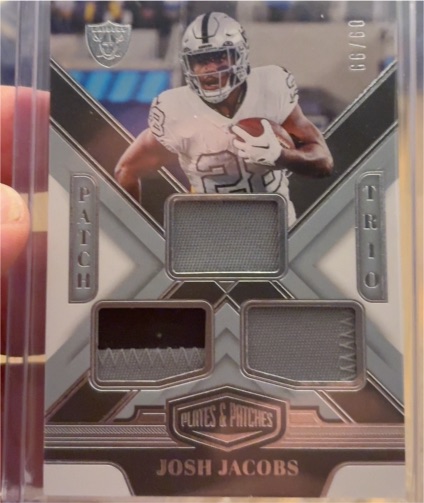 2023 Panini Plates & Patches Patch Trio #PT-JJ Josh Jacobs — front