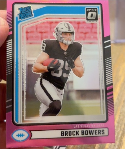 2024 Panini Donruss Optic #394 Brock Bowers Rated Rookie Preview Pink Prizm — front