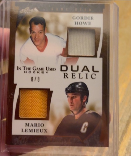 2023 Leaf In The Game Used Dual Relic Gordie Howe / Mario Lemieux — front