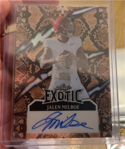 2022 Leaf Exotic #BA-JM1 Jalen Milroe — front