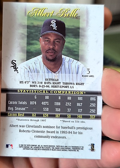 1998 Topps Gold Label Black Label #3 Albert Belle — back