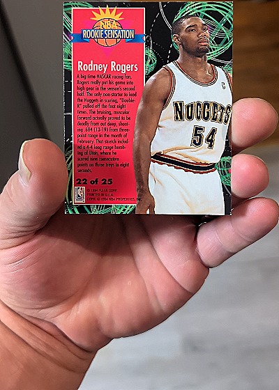 1994-95 Fleer Rookie Sensation #22 Rodney Rogers — back