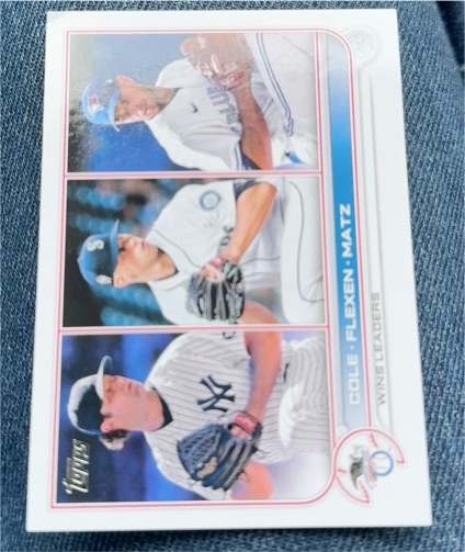 2022 Topps Series 1 #270 Cole/Flexen/Matz AL Wins Leaders — front