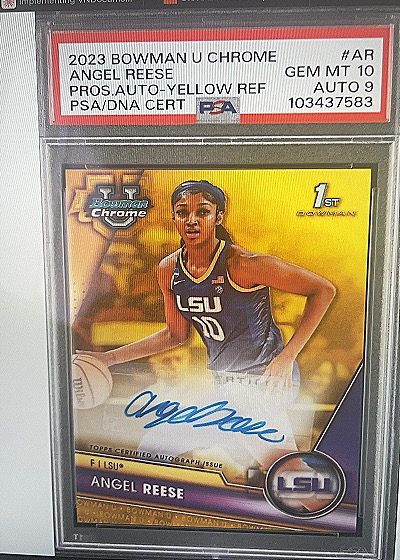 2023 Bowman U Chrome Angel Reese 1st Bowman Yellow Refractor Auto — front