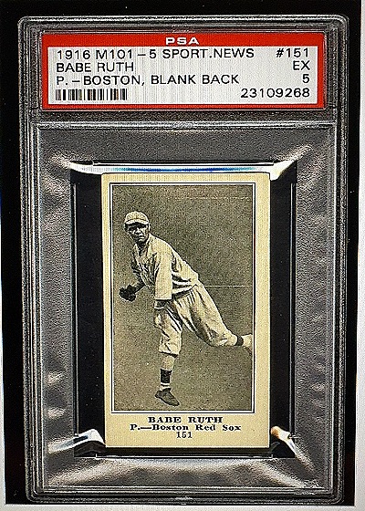1916 M101-5 Sporting News #151 Babe Ruth — front