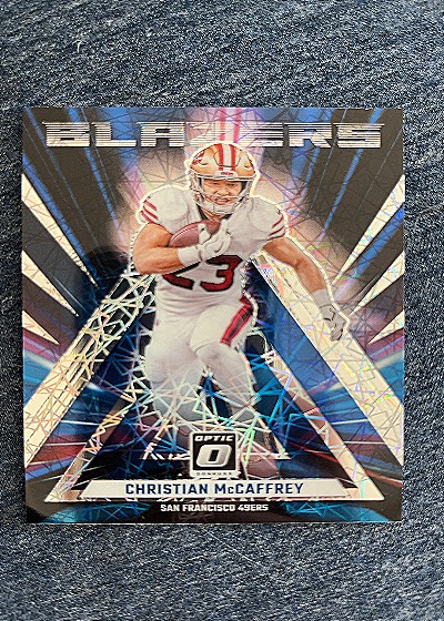 Christian McCaffrey 2023 Panini Donruss Optic Blazers — front