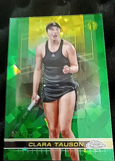 Clara Tauson 2024 Topps Chrome Green Refractor — front