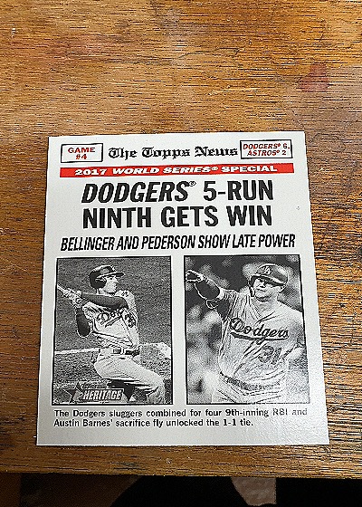 2018 Topps Heritage Dodgers 5-Run Ninth Gets Win — front