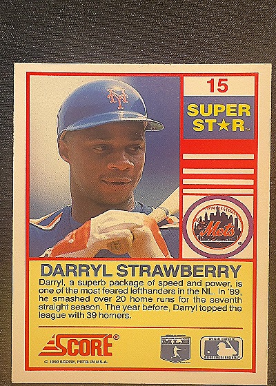 1990 Score Darryl Strawberry #15 — front