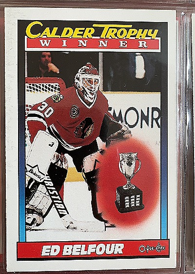 1991-92 O-Pee-Chee Ed Belfour Calder Trophy Winner — front