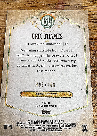2018 Topps Gypsy Queen Eric Thames — front