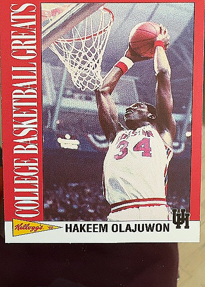 1992 Kellogg's College Basketball Greats Hakeem Olajuwon — front