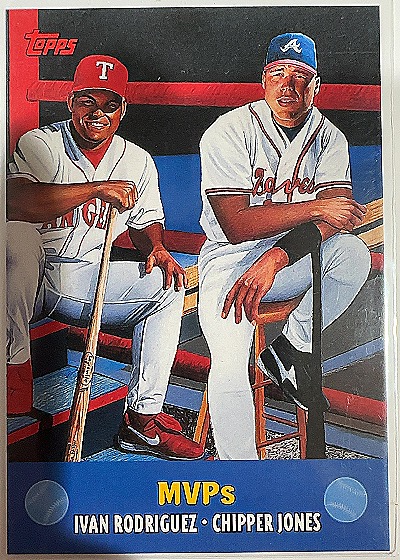2000 Topps #TC9 Ivan Rodriguez / Chipper Jones — front