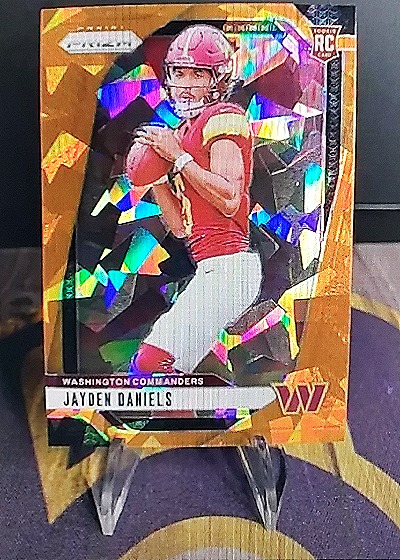 Jayden Daniels 2024 Panini Prizm Orange Lazer Rookie Card — front