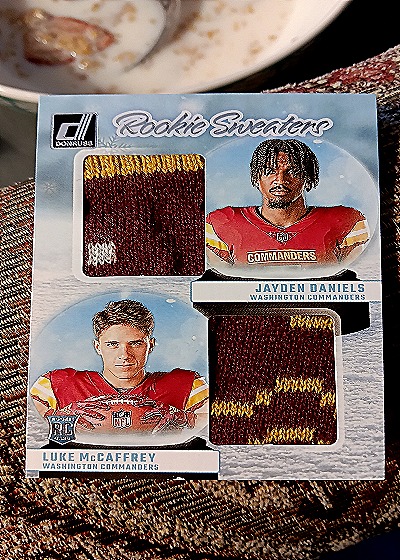 2024 Donruss Rookie Sweaters Jayden Daniels & Luke McCaffrey — front