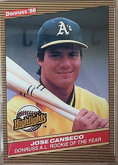 Jose Canseco Donruss A.L. Rookie of the Year — front