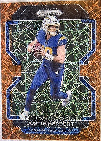 2021 Panini Prizm Orange Lazer Justin Herbert — front