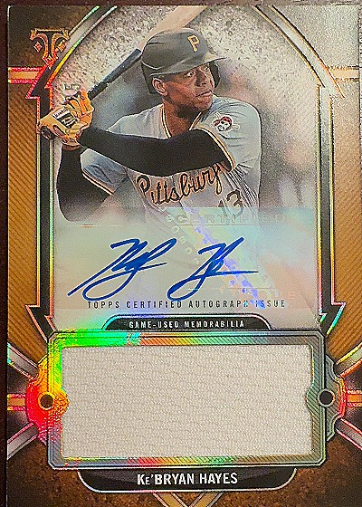 Ke'Bryan Hayes Topps Triple Threads Autograph Jumbo Relic — front