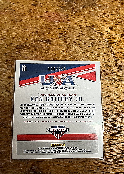 2018 Panini USA Baseball Stars & Stripes Longevity Ruby Ken Griffey Jr. #99 — front