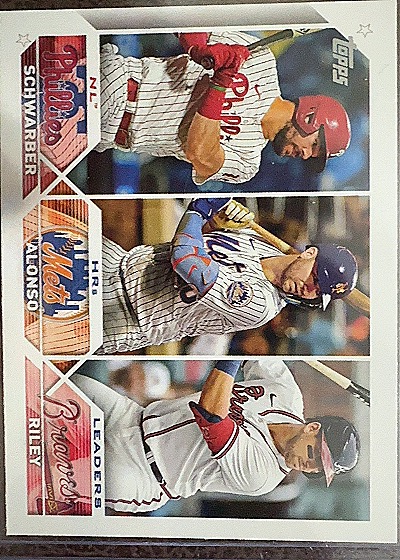 2023 Topps NL HR Leaders (Kyle Schwarber / Pete Alonso / Austin Riley) — front