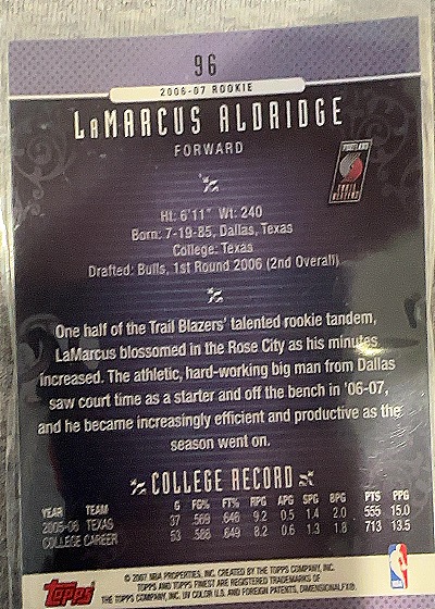 2006-07 Topps LaMarcus Aldridge Rookie — front