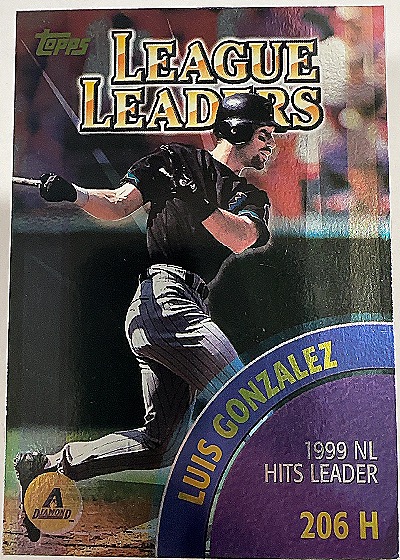Luis Gonzalez 1999 NL Hits Leader — front