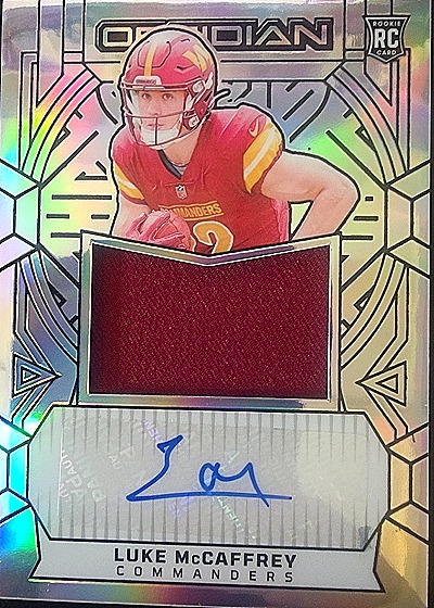 2024 Panini Obsidian Luke McCaffrey Rookie Patch Auto — front