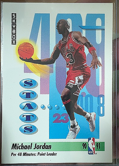 Michael Jordan 1990-91 SkyBox Stats Leader — front
