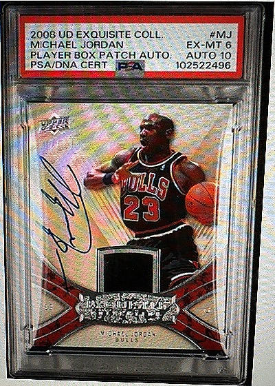 2008 UD Exquisite Collection Michael Jordan Player Box Patch Auto — front