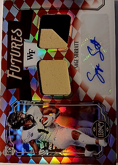 2021 Panini Legacy Futures Sage Surratt Dual Patch Autograph — front