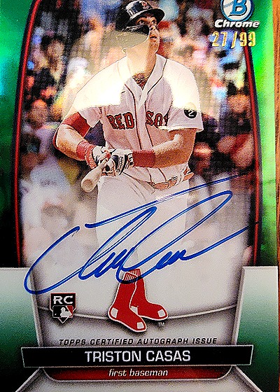 Triston Casas 2023 Bowman Chrome Green Refractor Autograph — front