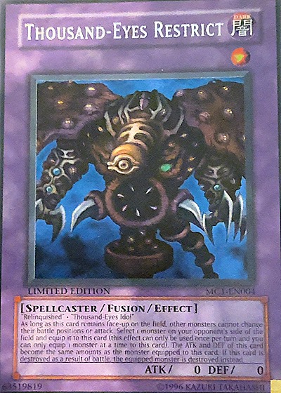 1996 Yu-Gi-Oh! #MC1-EN004 Thousand-Eyes Restrict — front