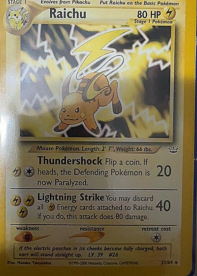 2000 Wizards of the Coast #21/64 Raichu — front