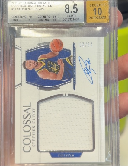 2021-22 Panini National Treasures #11 Stephen Curry Colossal Material Autos — front