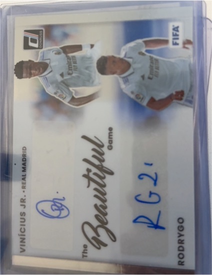 2023-24 Donruss The Beautiful Game Vinicius Jr. & Rodrygo Auto — front