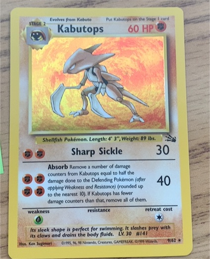 1999 Pokémon #9 Kabutops — front