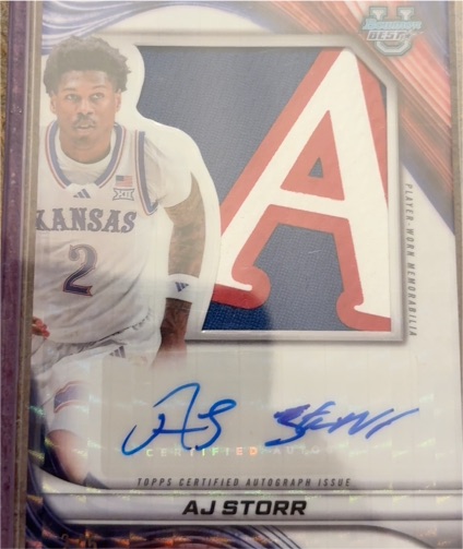 2024 Bowman Best AJ Storr Player-Worn Memorabilia Autograph — front