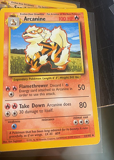 1999 Pokémon #23/102 Arcanine — front