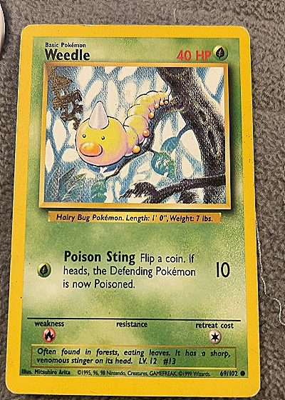 1999 Pokémon #69/102 Weedle — front
