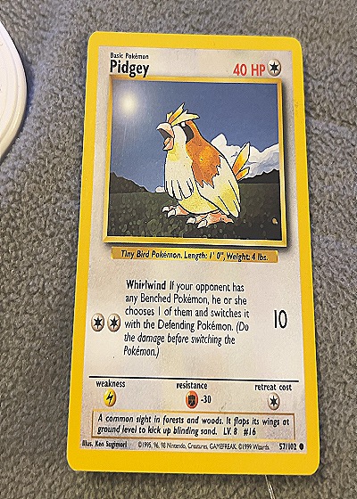 1999 Wizards of the Coast #57/102 Pidgey — front